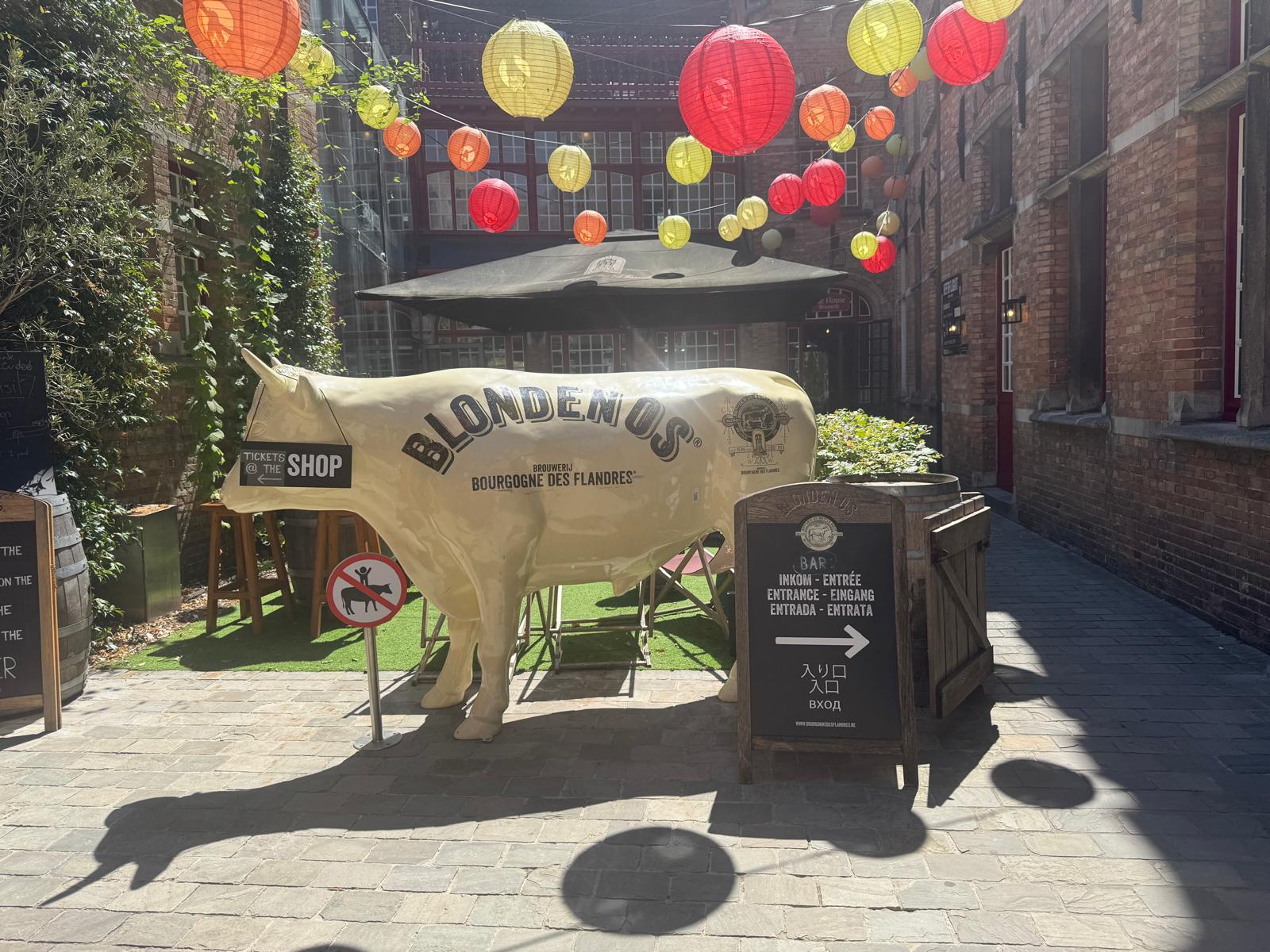 Blonden Os cow sculpture at the brewery