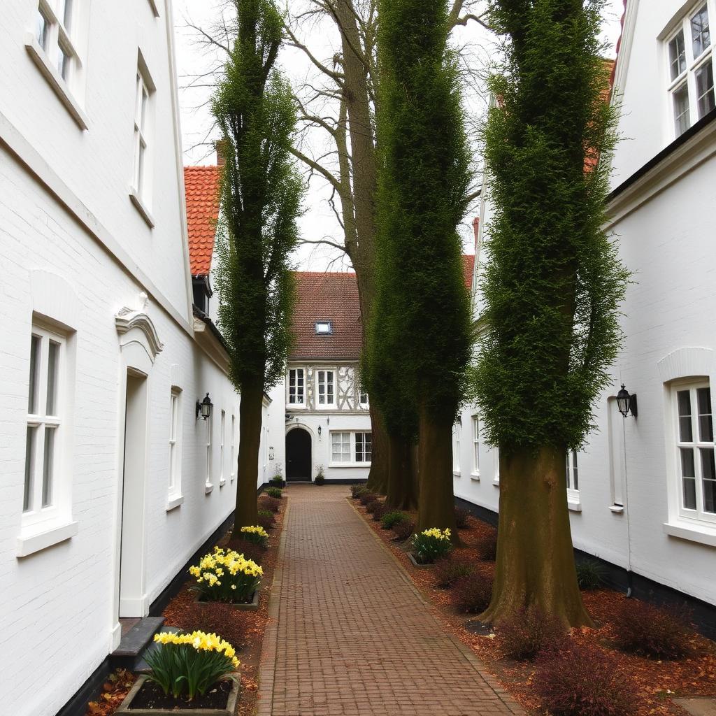 Beguinage courtyard in spring