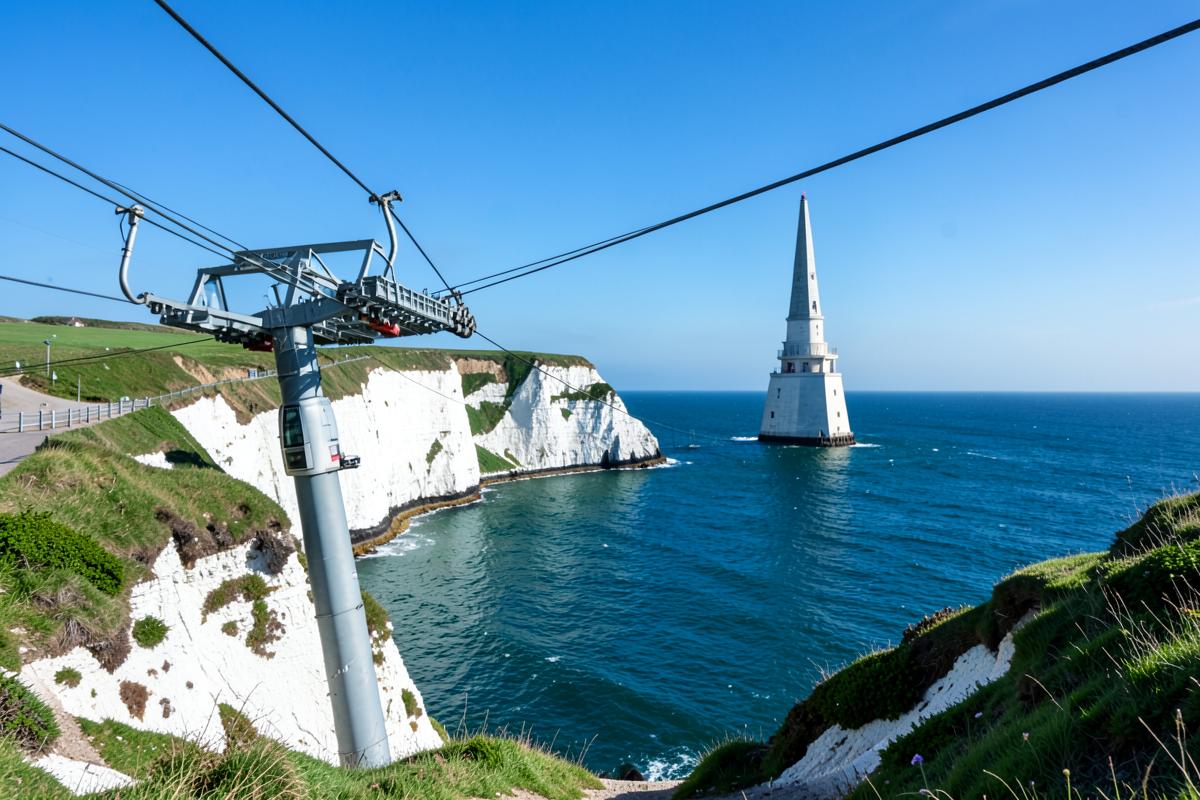The Needles cable car chairlift at Alum Bay, Isle of Wight