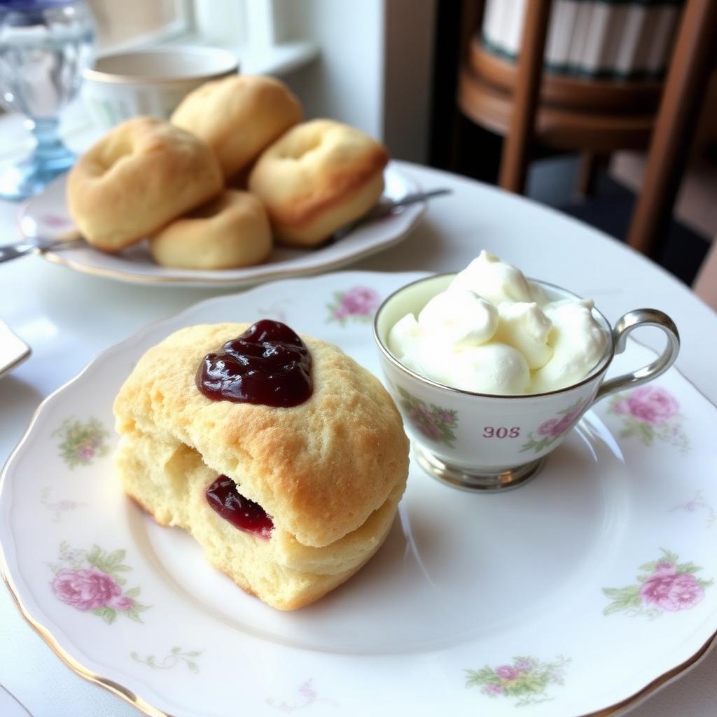 Cream tea with scones and clotted cream