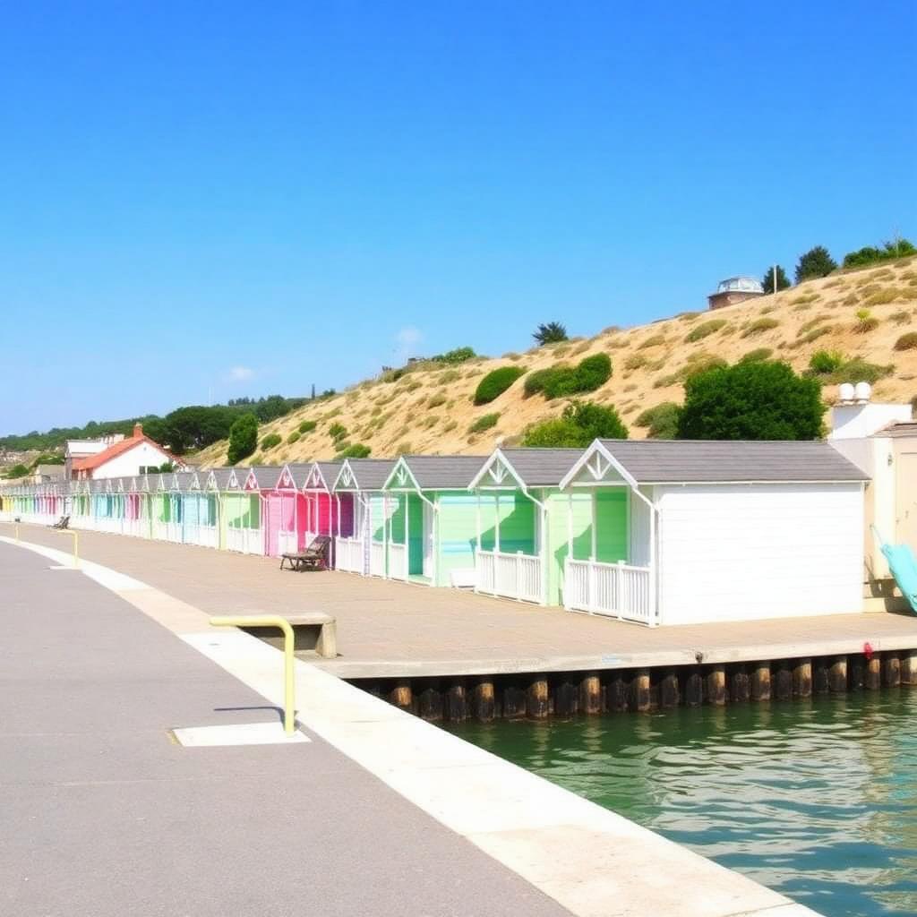 Ventnor beach huts on the seafront